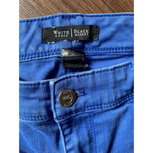 White House Black Market Size 10 Royal Blue Denim‎ Slim Ankle Jeans Pants - Picture 2 of 7